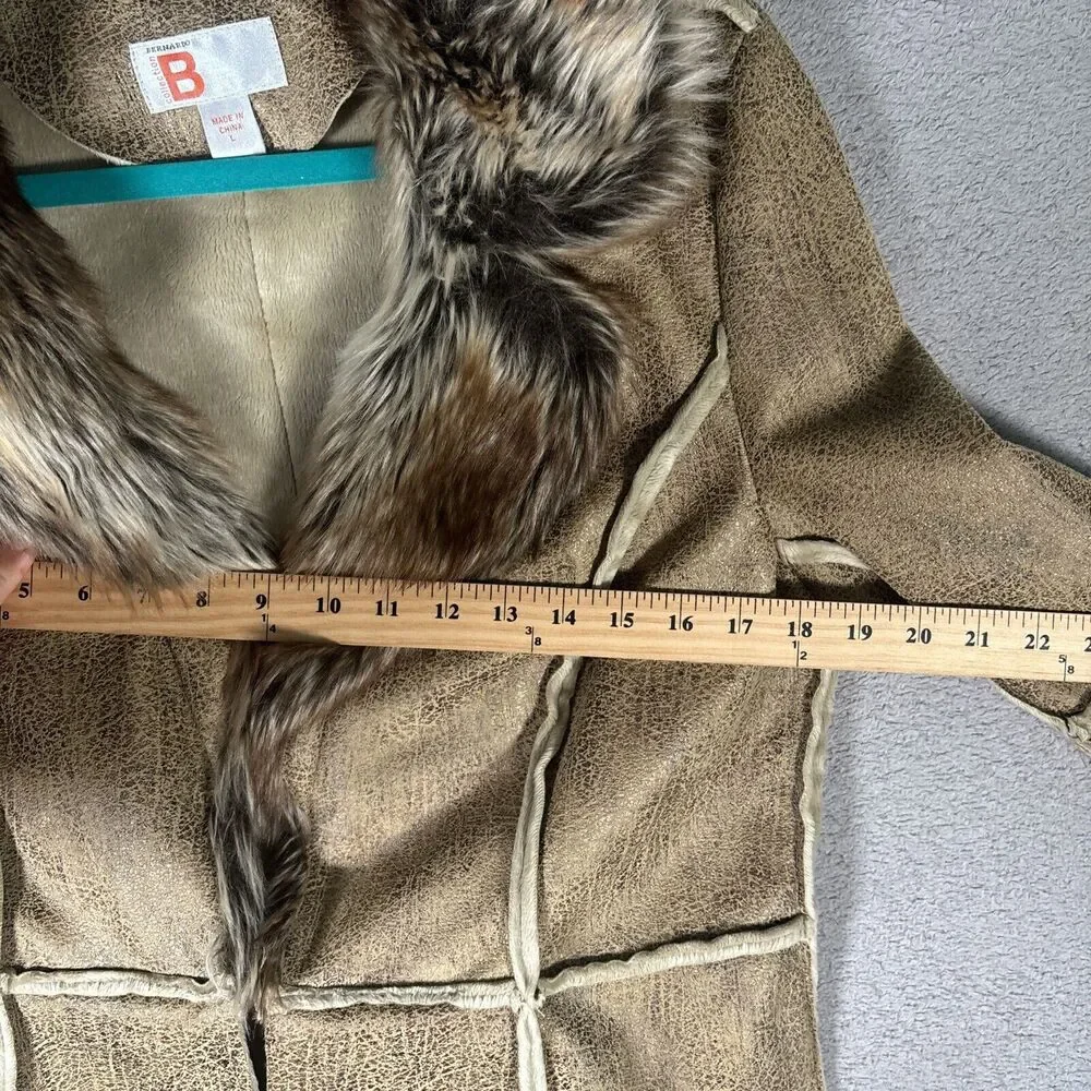 Bernardo‎ Collection Faux Fur Trimmed Women’s Jacket Size Large Fur Lined 70s